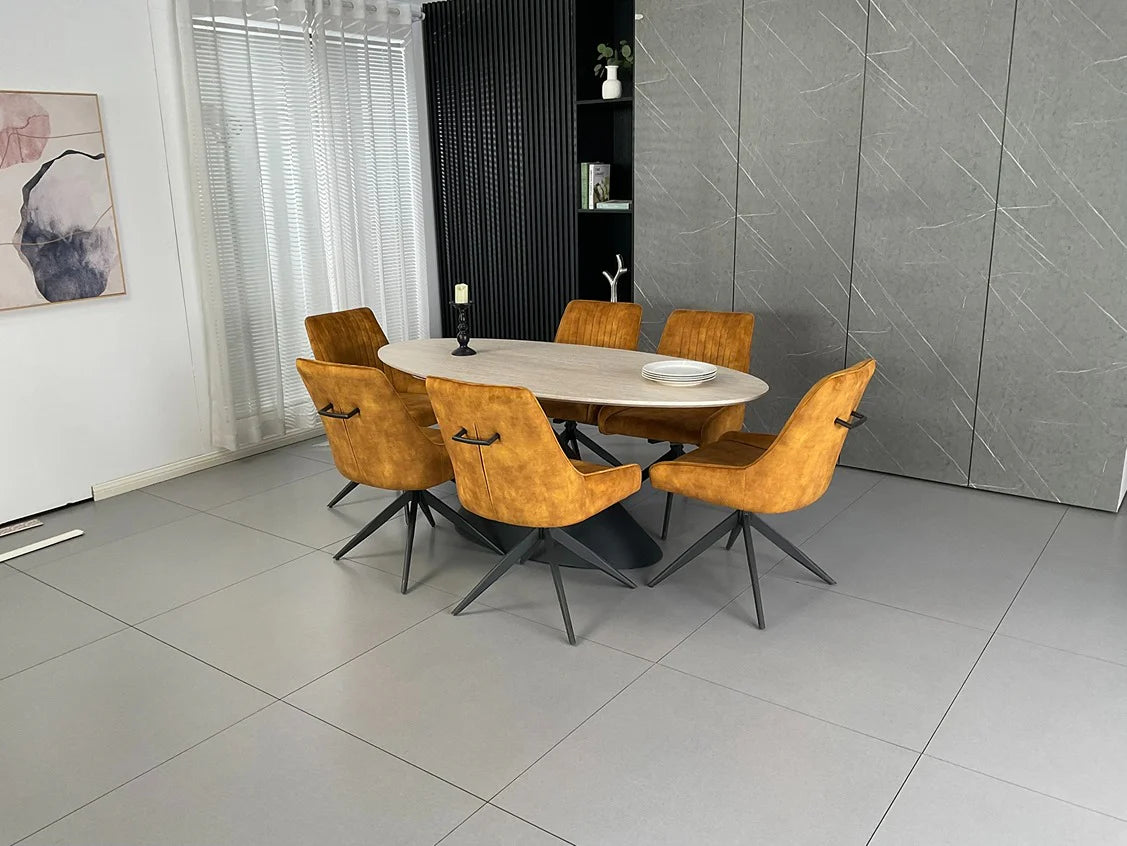 RUSSEL SPIN X2 MUSTARD DINING CHAIRSAVONA